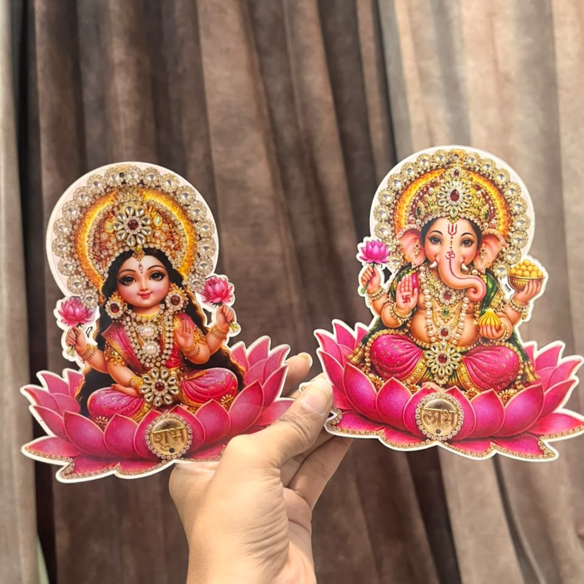 Lakshmi Ganesh MDF Pair 6×4 Inch | Laxmi Ganesh Cutout for Toran, Bandhanwar & Festive Décor