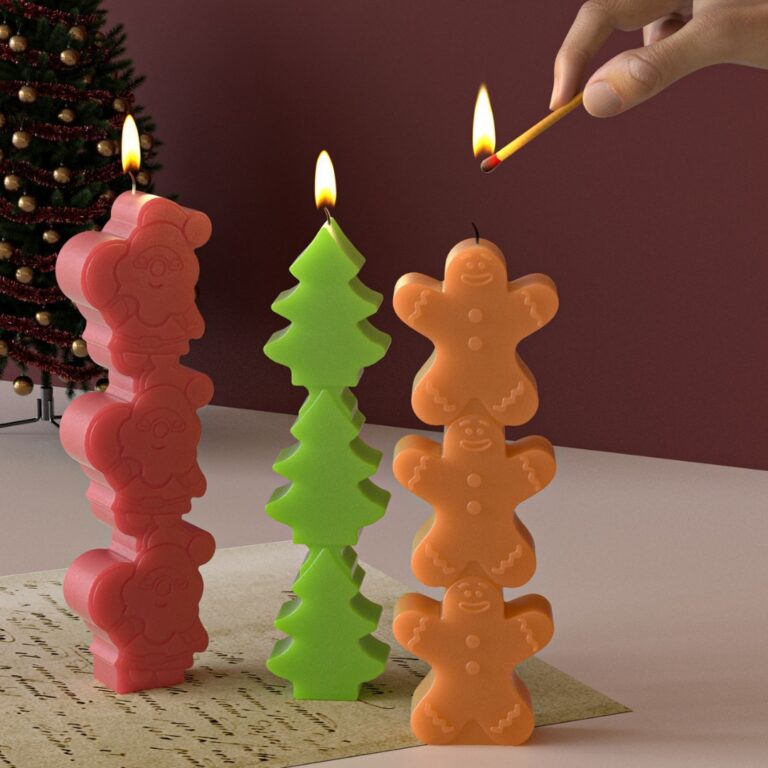 Three-Christmas Tree Pillar Candle Mold (RSP 104)