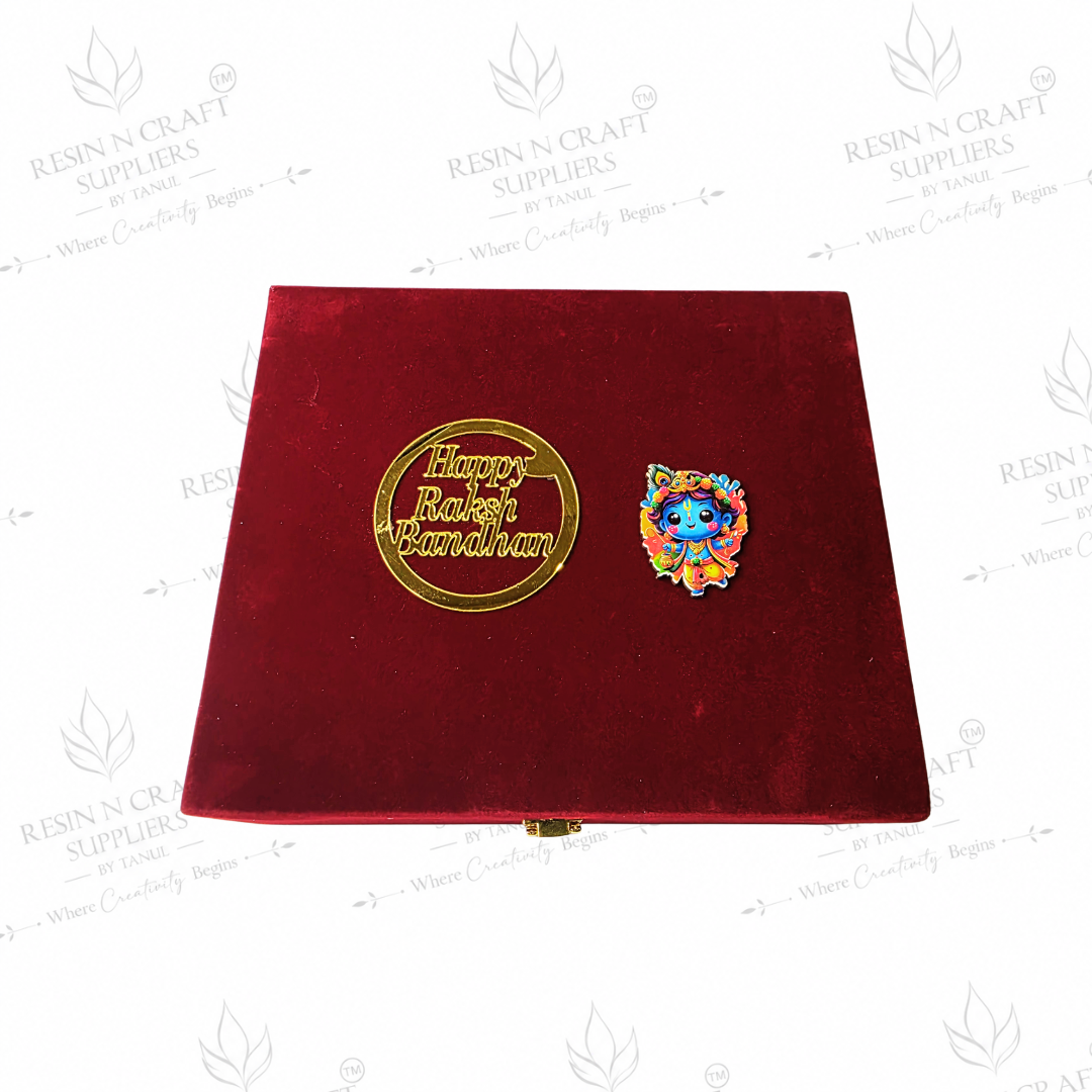 Premium Velvet Rakhi Hamper Box | Red Maroon Festive Gift Box 8 Inch × 9.5 Inch × 4 Inch (Deep)