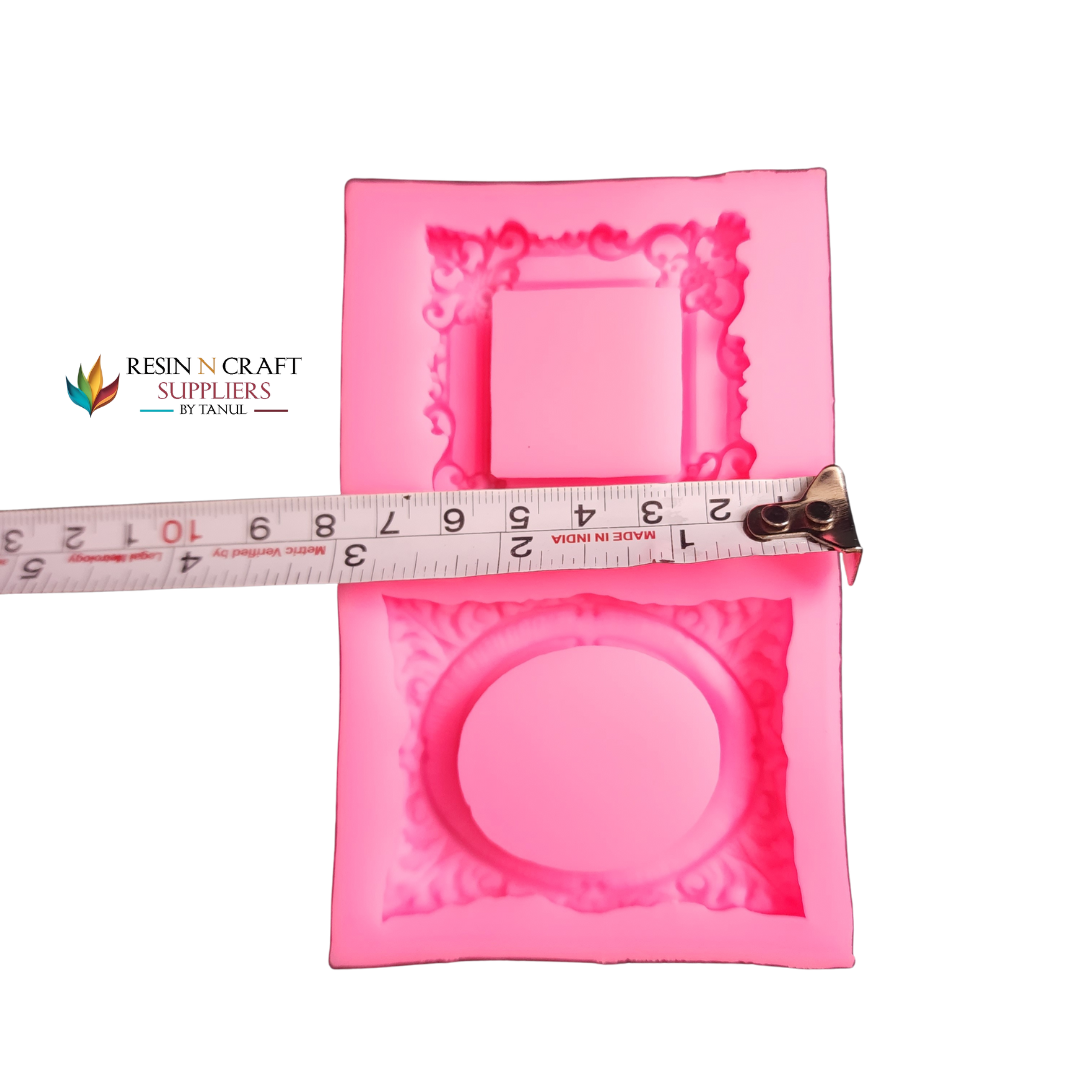 2-Cavity Baroque Photo Frame Silicone Mold (14-6)
