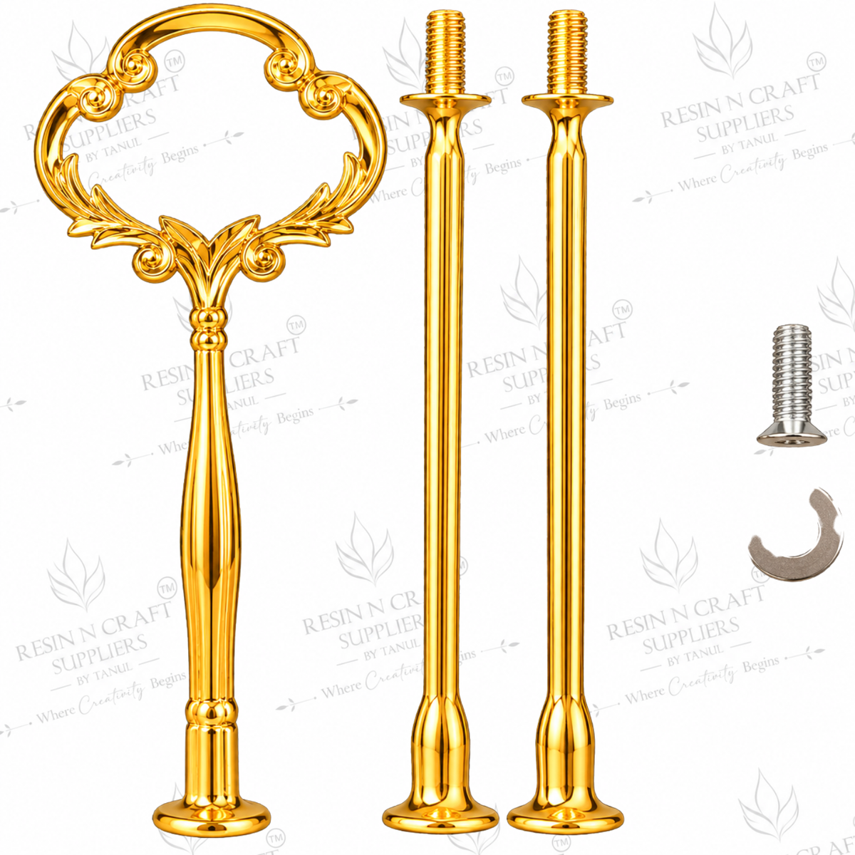 3 Tier Cake Stand Gold Telephone Metal Fittings