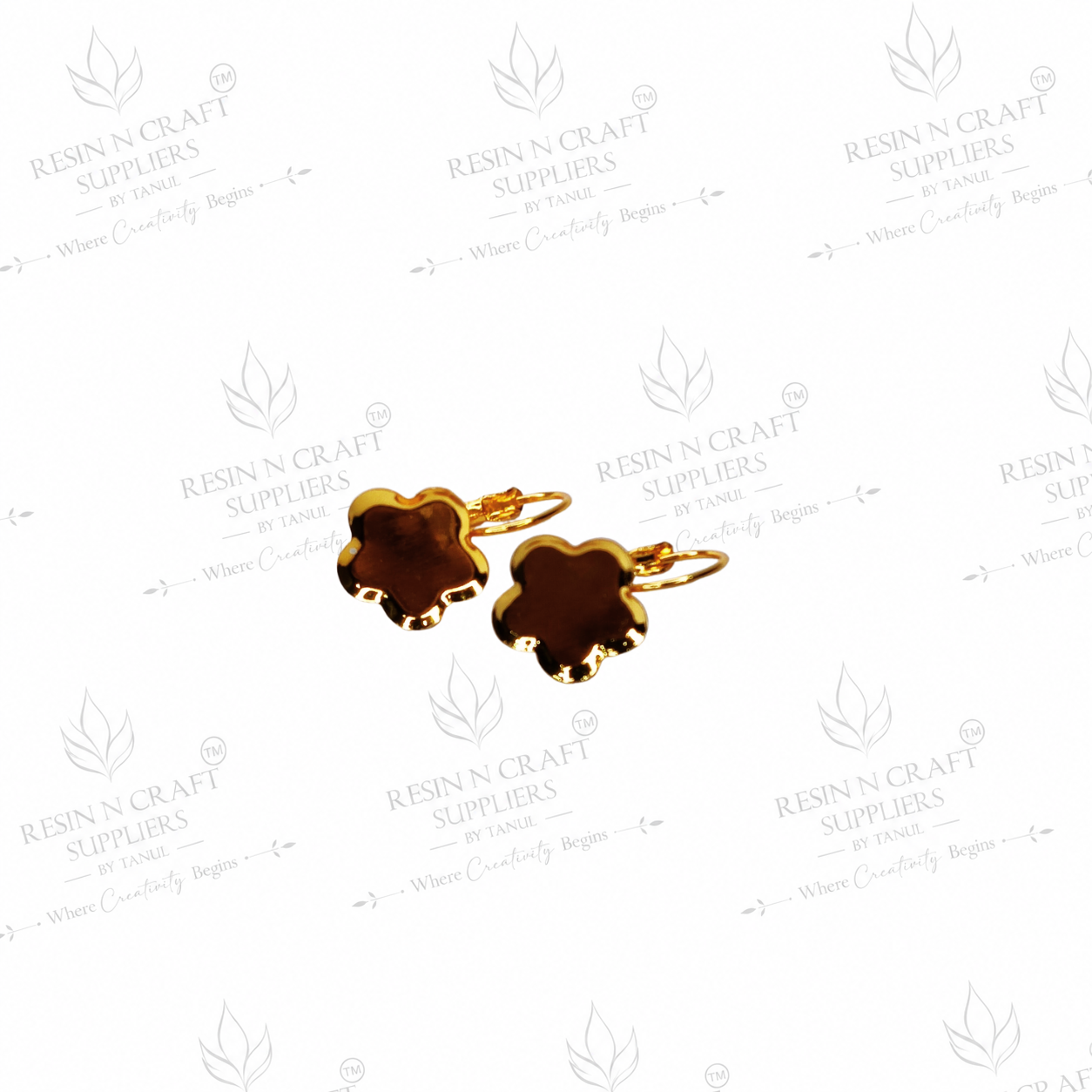 Gold Plated Flower Earring Tops with Hanging Loop & Secure Lock | 1 cm