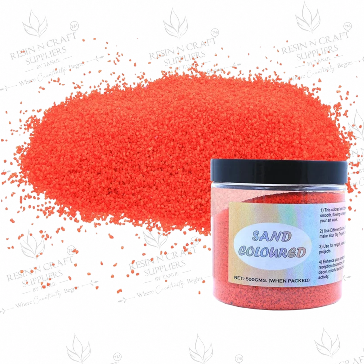 Orange Coloured Sand 500g for Resin Art, Rangoli, DIY Crafts & Decoration
