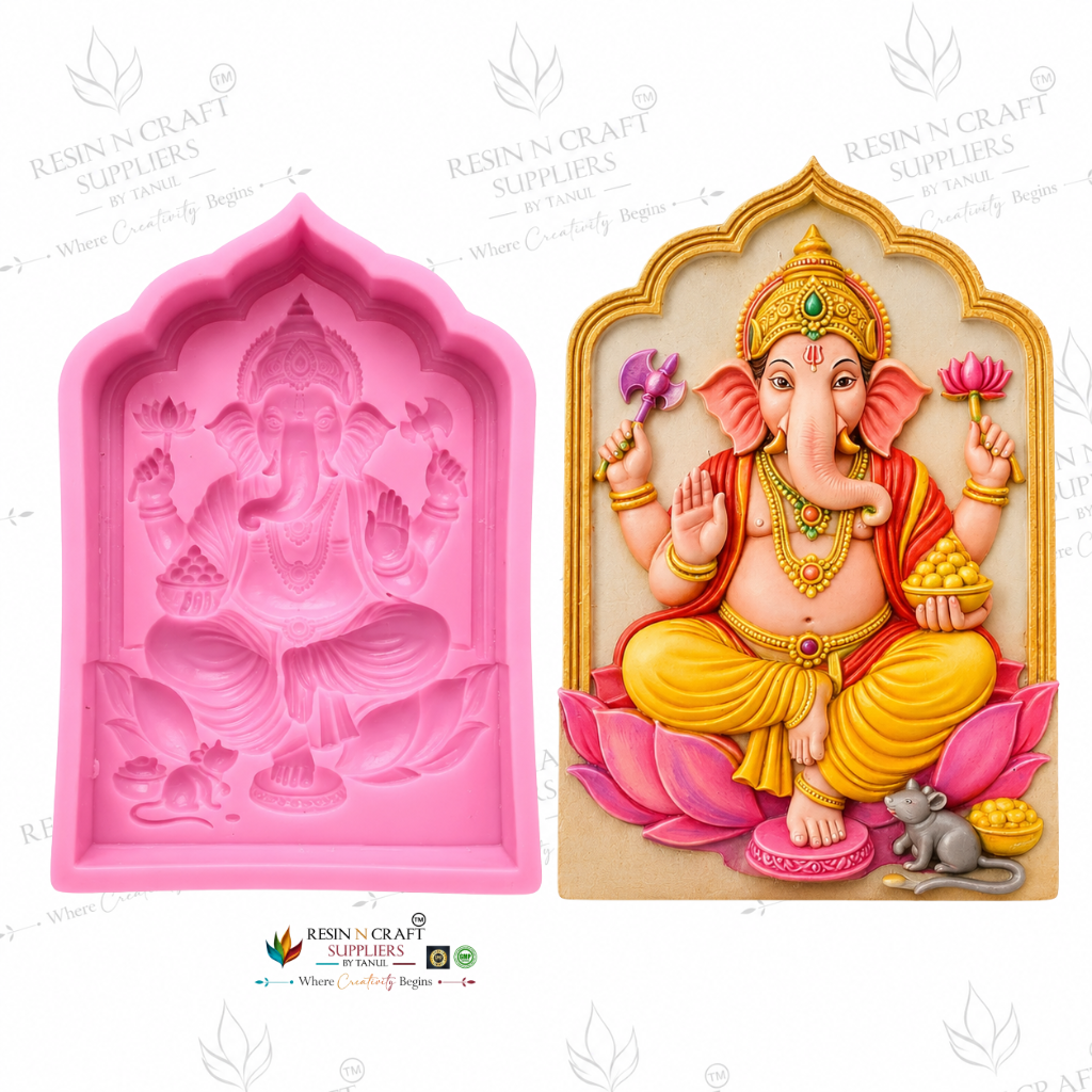 Ganesh Ji Silicone Mould for Resin Art | Ganesha Idol & Wall Decor Mould – 5 x 4 Inch | RHBR40-53M