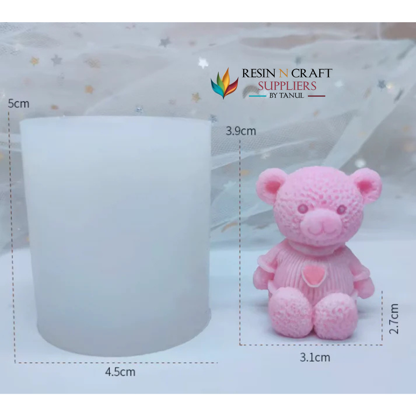 Heart T-Light Teddy Mould For Candle (RWCM683)