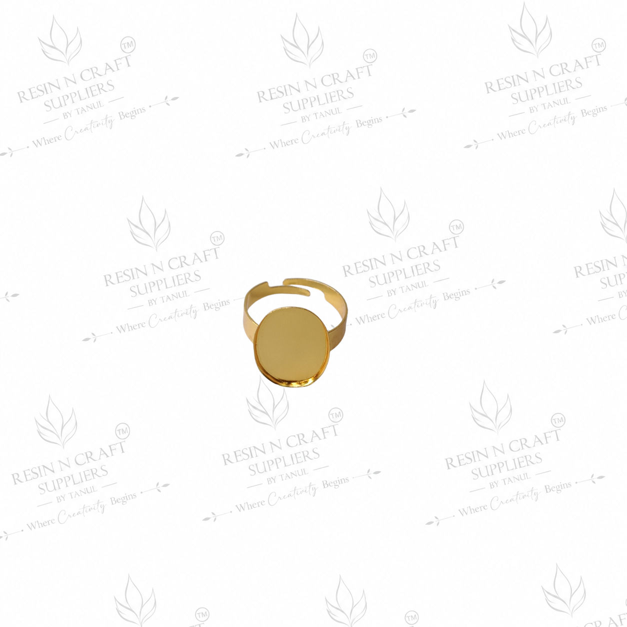 Gold Plated Oval Adjustable Ring Base | 1.8 cm