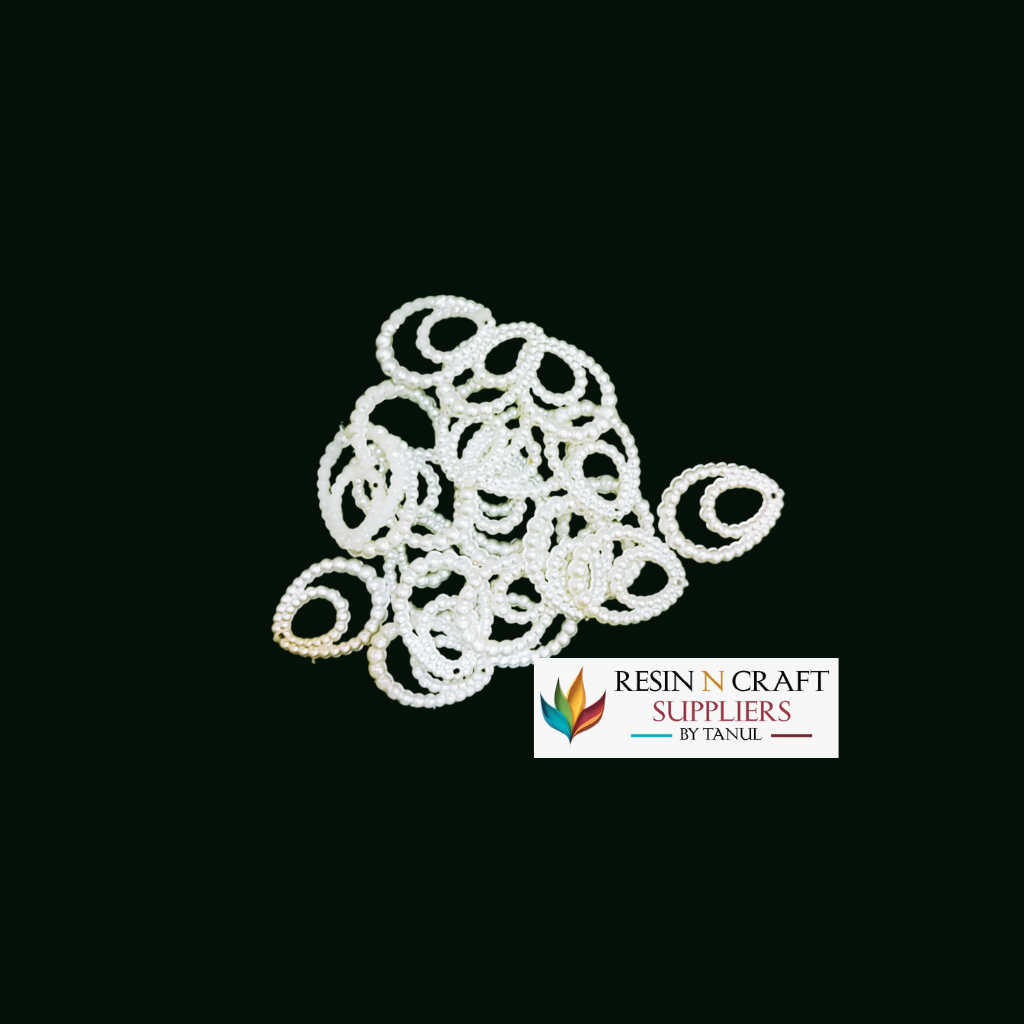 White Double Loop Pearl Moti Beads / Oval Loop Pearl Beads Charm for Resin Art & Jewellery Making
