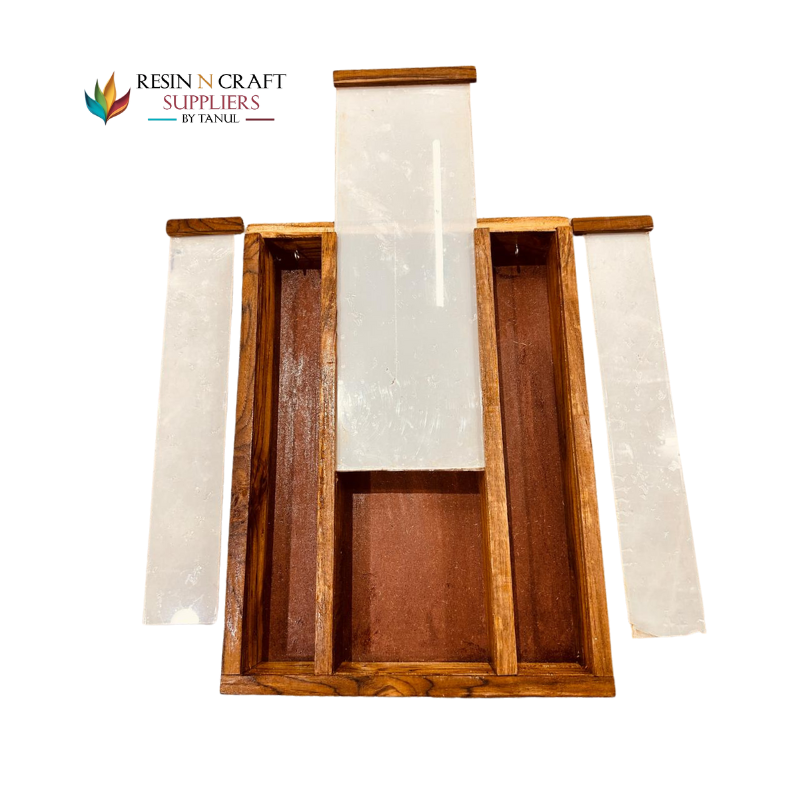 12 X 16 X 2.5 Inch MDF Teakwood (3 Sections) Acrylic Slider 3 side