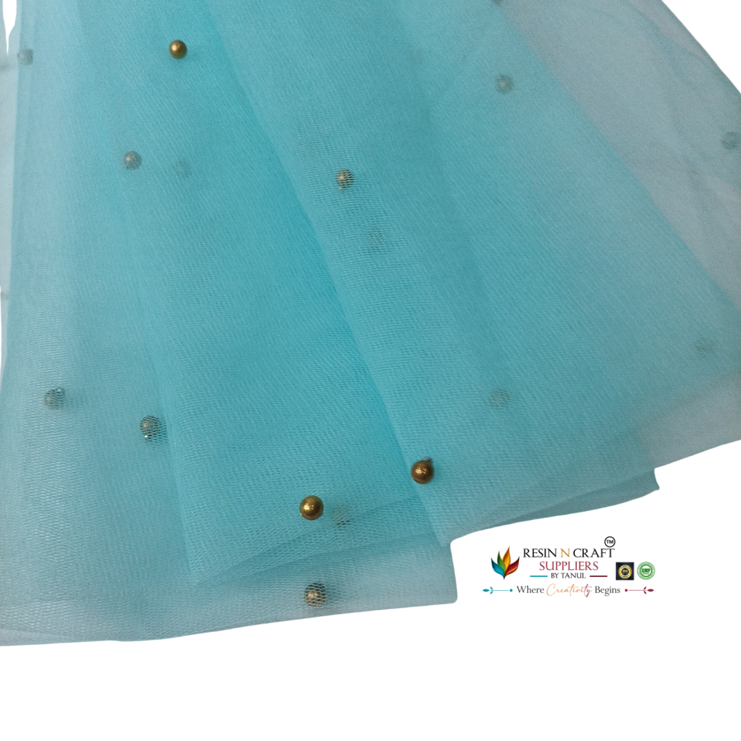 Sky Blue Premium Pearl Decorative Net Fabric Roll – 5 Meter (PN-06)