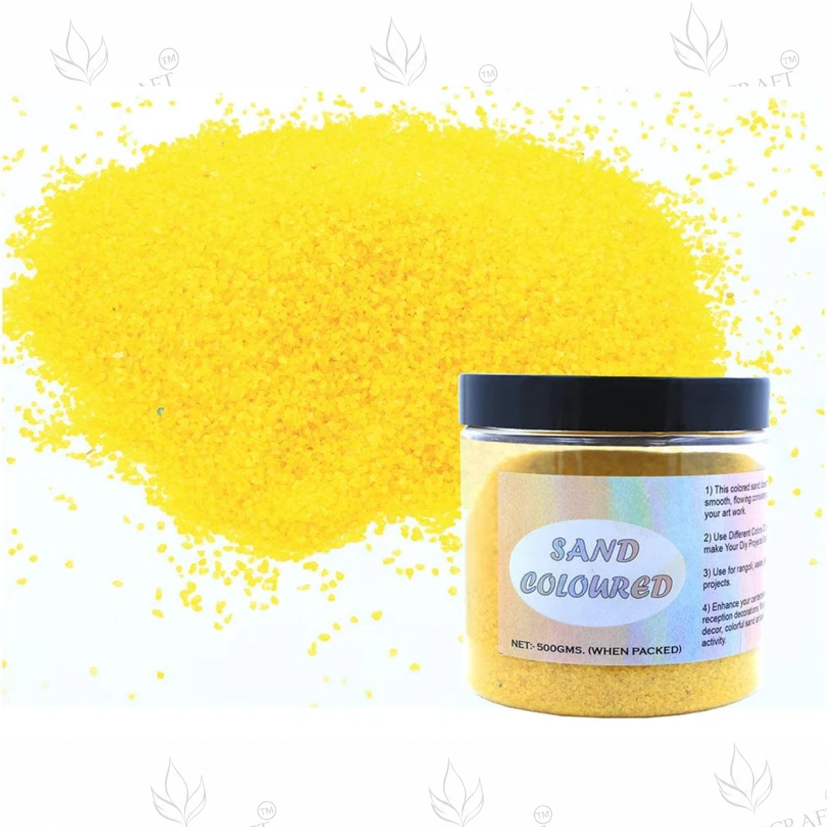 Lemon Yellow Coloured Sand 500g for Resin Art, Rangoli, DIY Crafts & Decoration