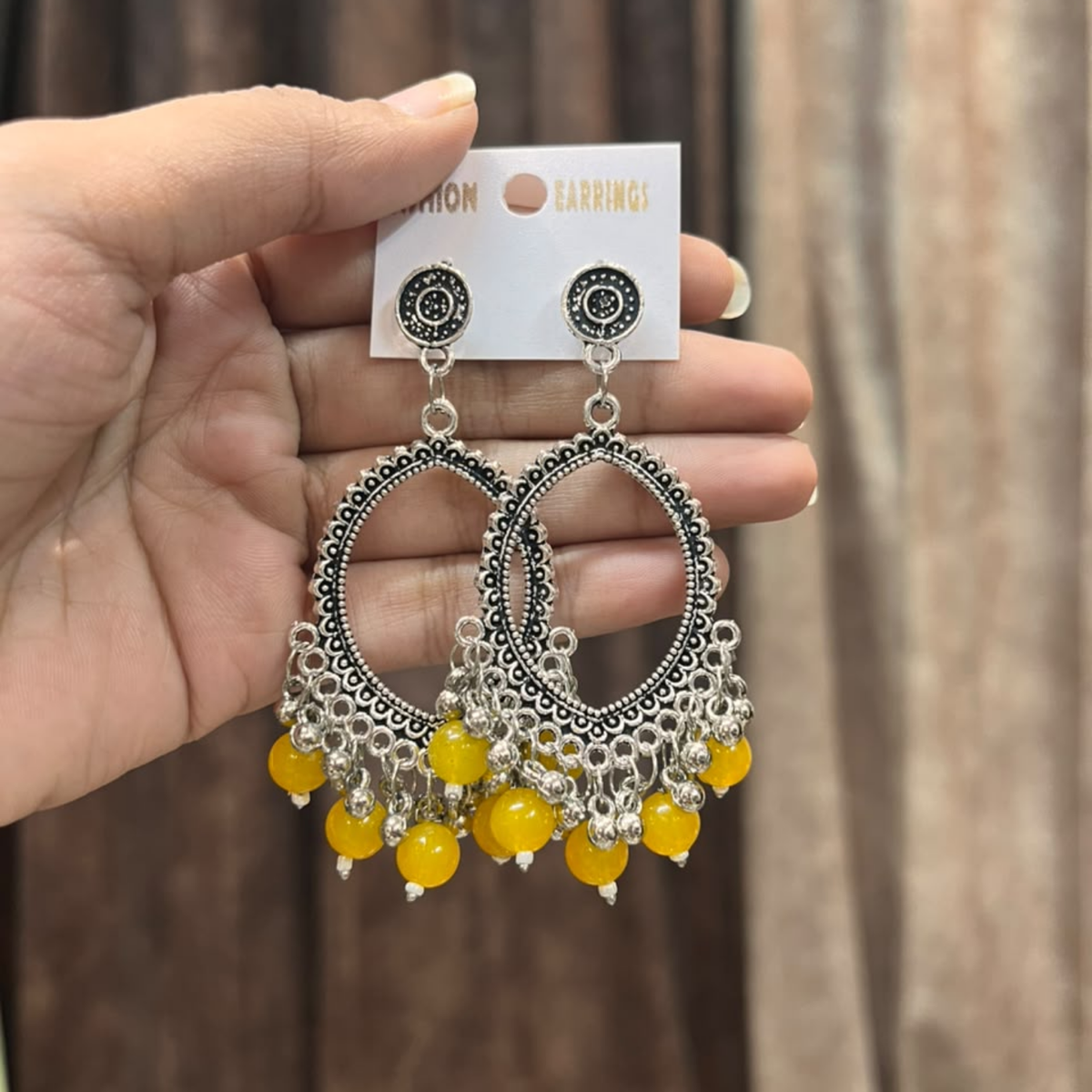Silver Earring Bezel / Jumkha With Beads