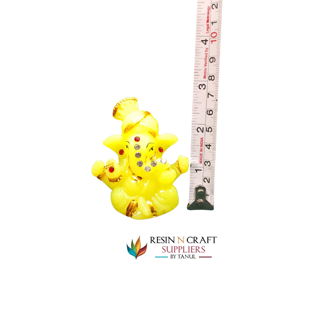 Miniature (Yellow Green) Ganesha Idol with Rhinestones