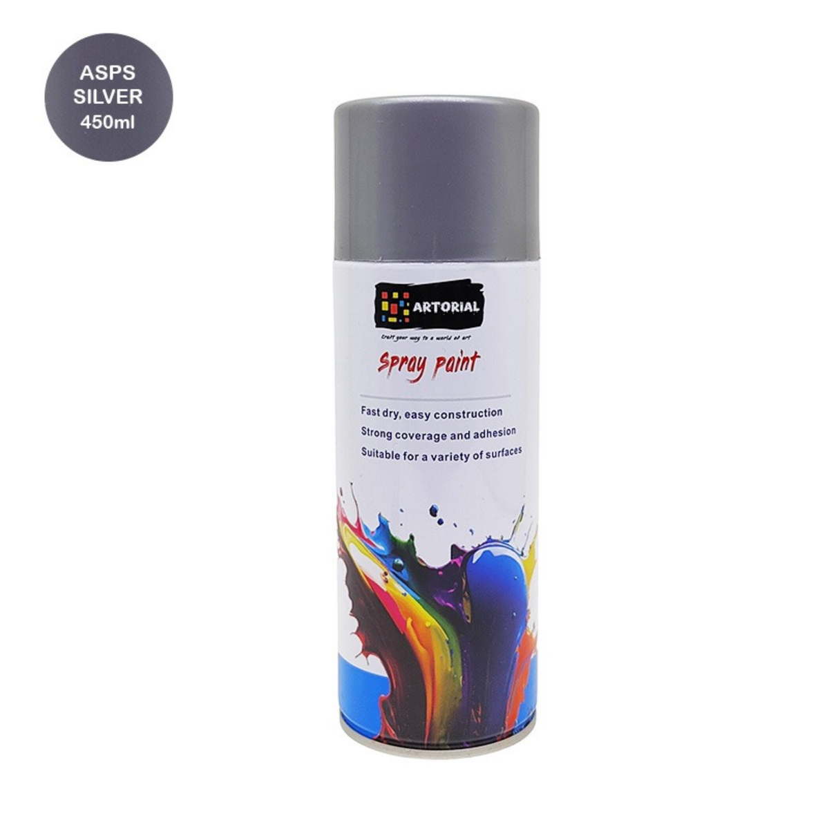 Artorial Silver Spray Paint 450ml | Metallic Silver Paint for MDF, DIY Crafts & Decoration