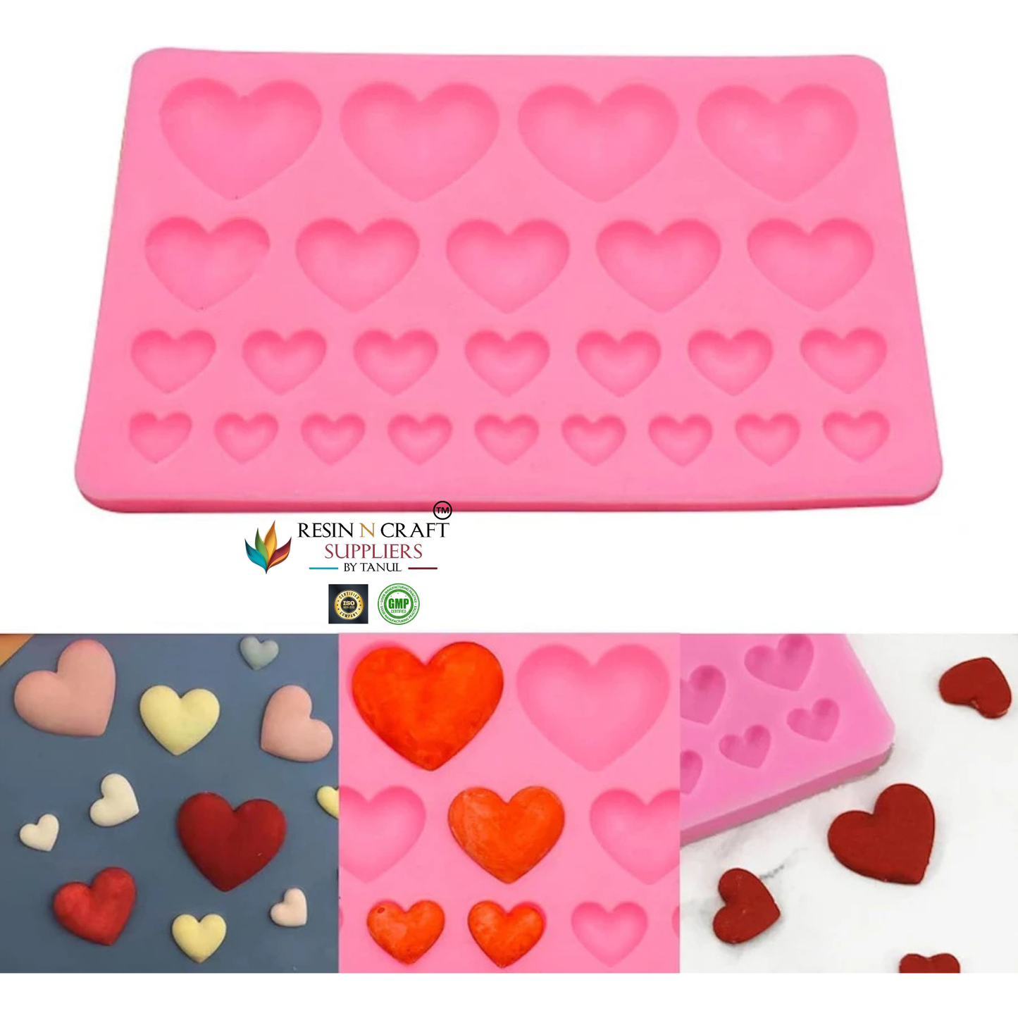 25 Cavity heart pink mould (RHBR14-32)