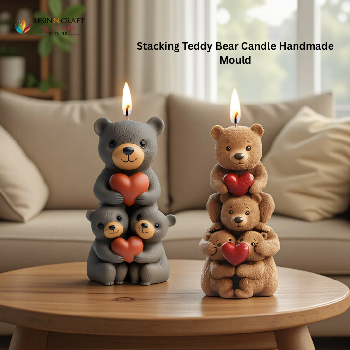(RHM0273) Stacking Teddy Bear Candle Handmade Mould 3 Layers