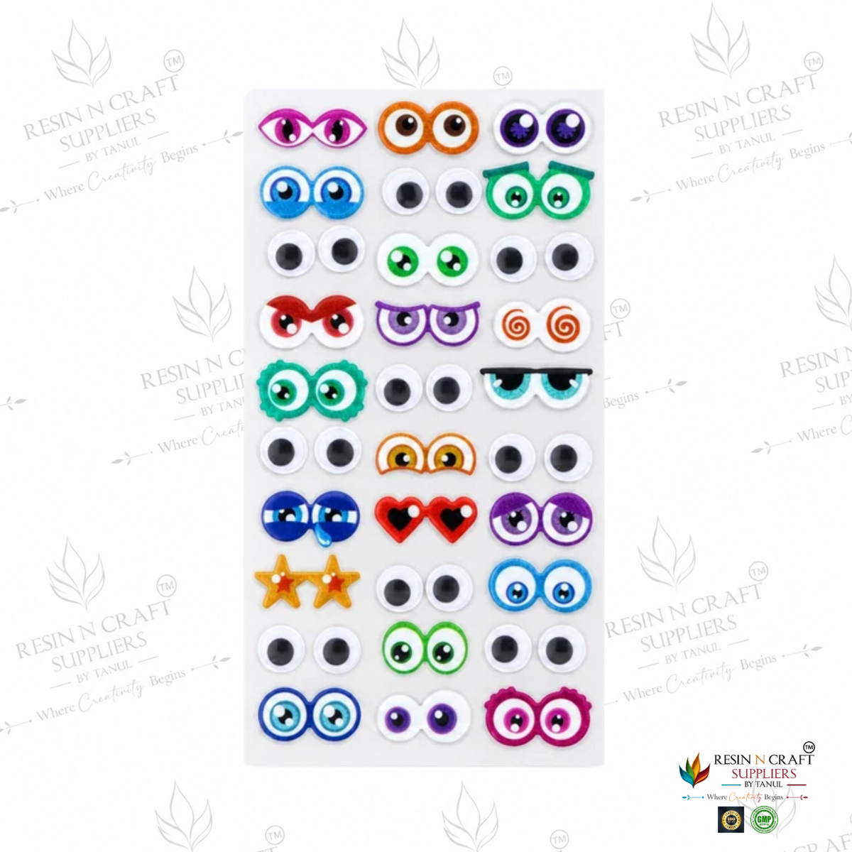 3D Eye Stickers – Assorted Multicolour Designs | 30 Pcs