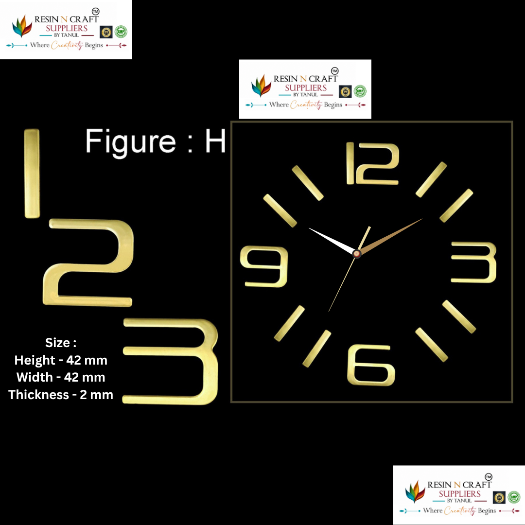 Modern Minimal Clock Numbers – Figure H (Gold Finish)