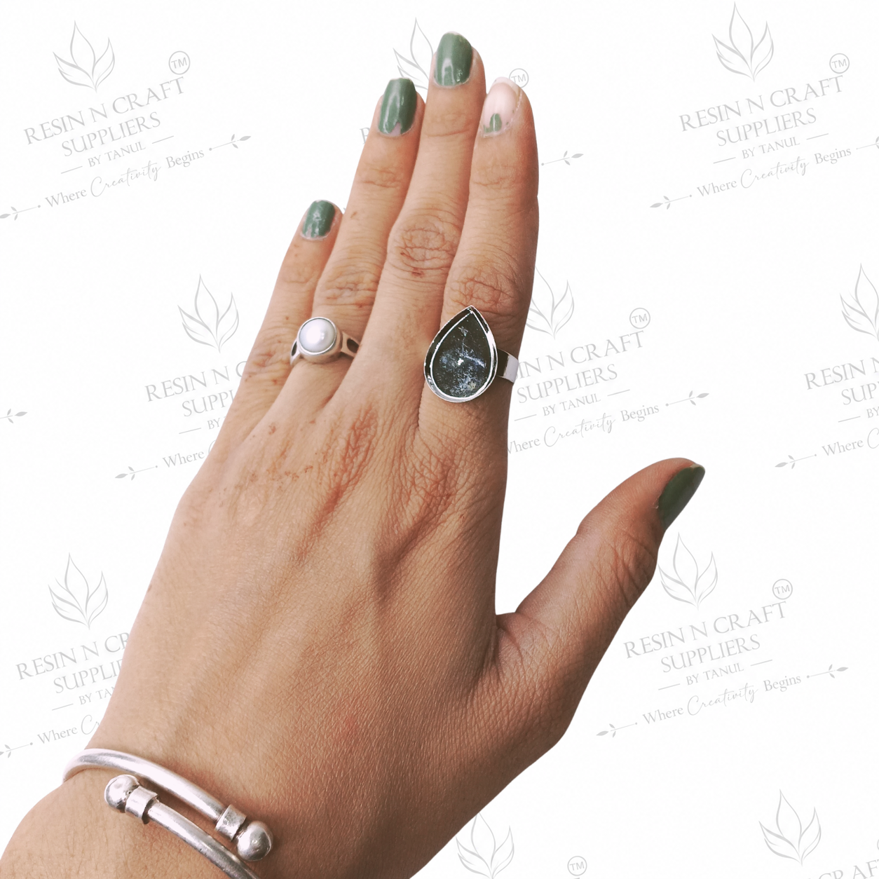 Silver Plated Heart Adjustable Ring Base | 1 cm