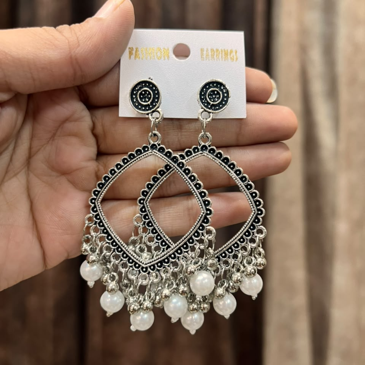 Silver Earring Bezel / Jumkha With Beads