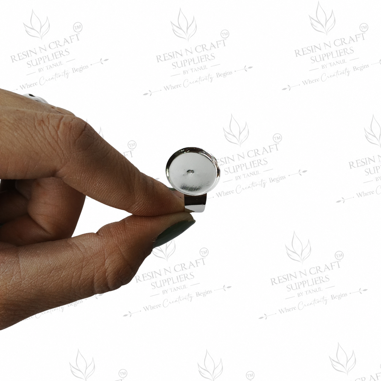 Silver Plated Round Adjustable Ring Base | 1.8 cm