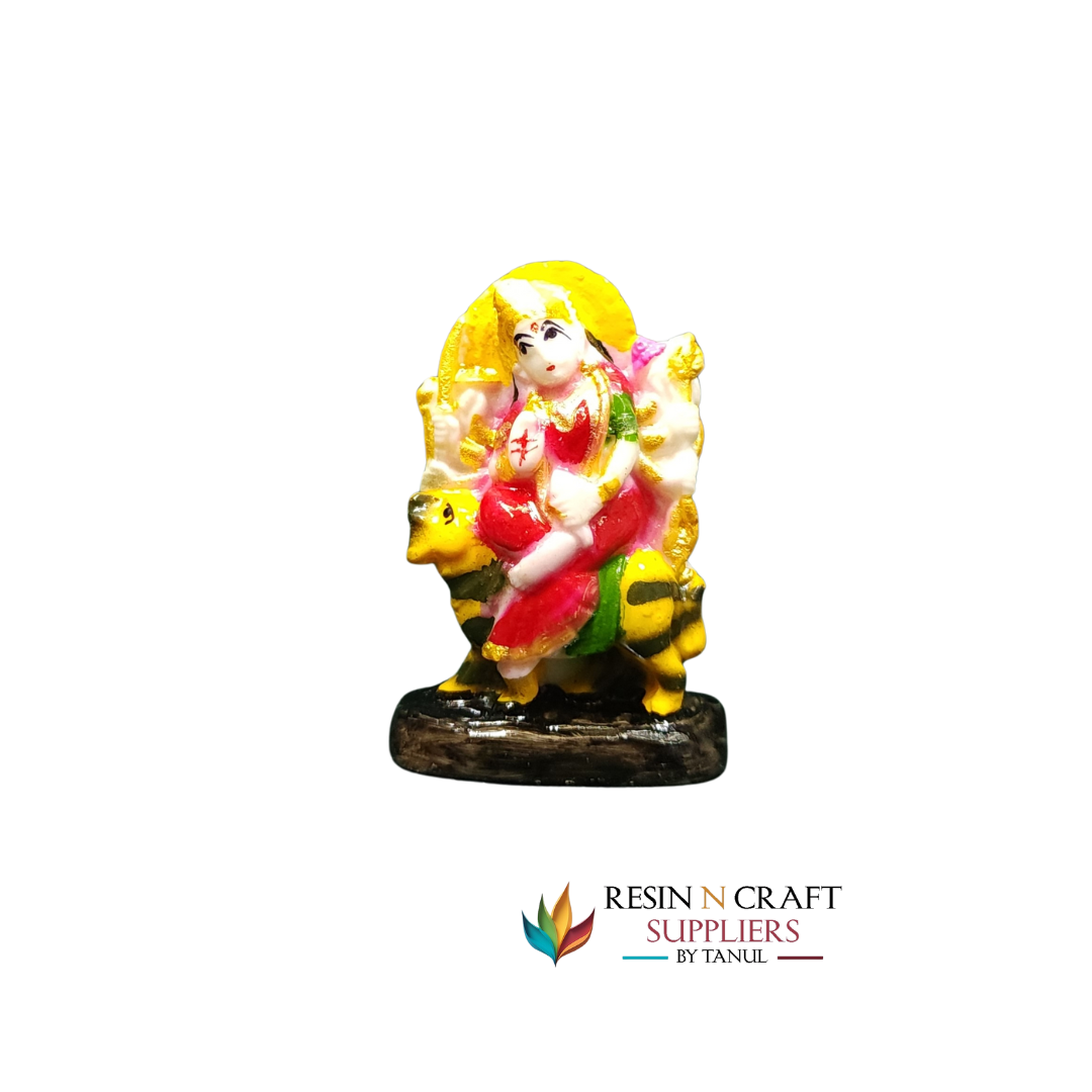 Miniature Goddess Durga Riding Lion Idol