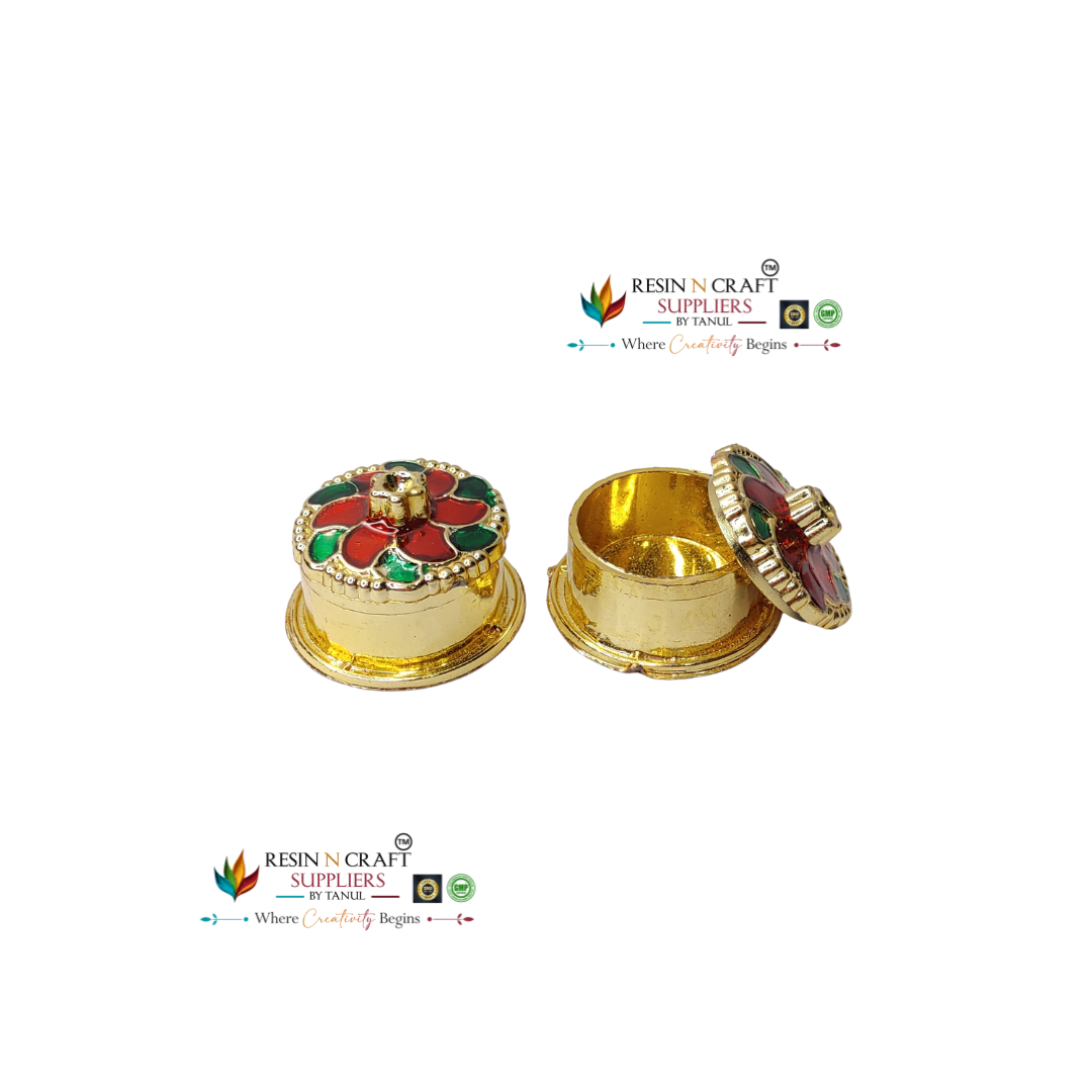 Round Big Katori / Kumkum Vati / Kum Kum Bowl / Decorative Bowl with Cap (Design 7)