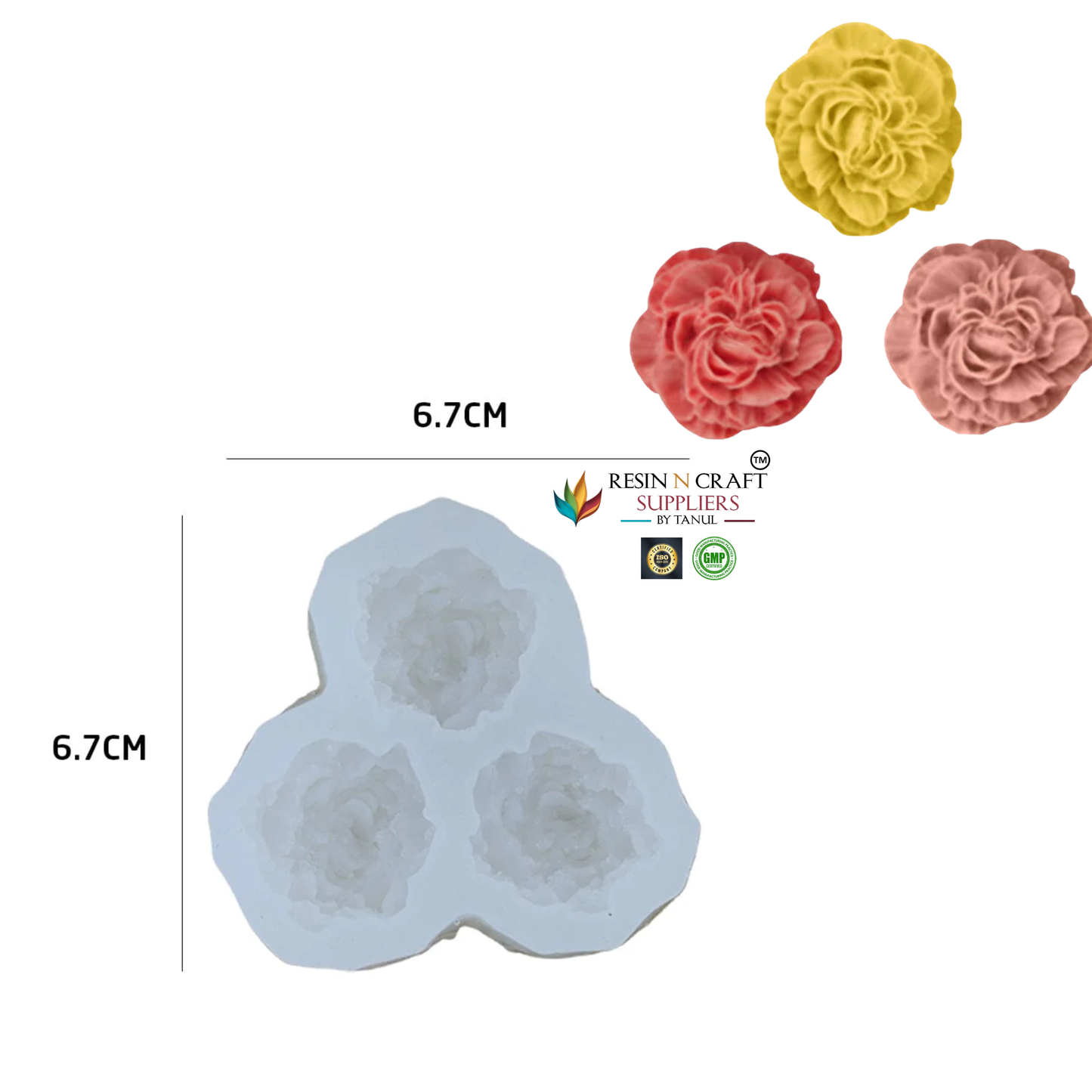 3 Cavity 3D Flower Candle Handmade Mould (RHM0170)