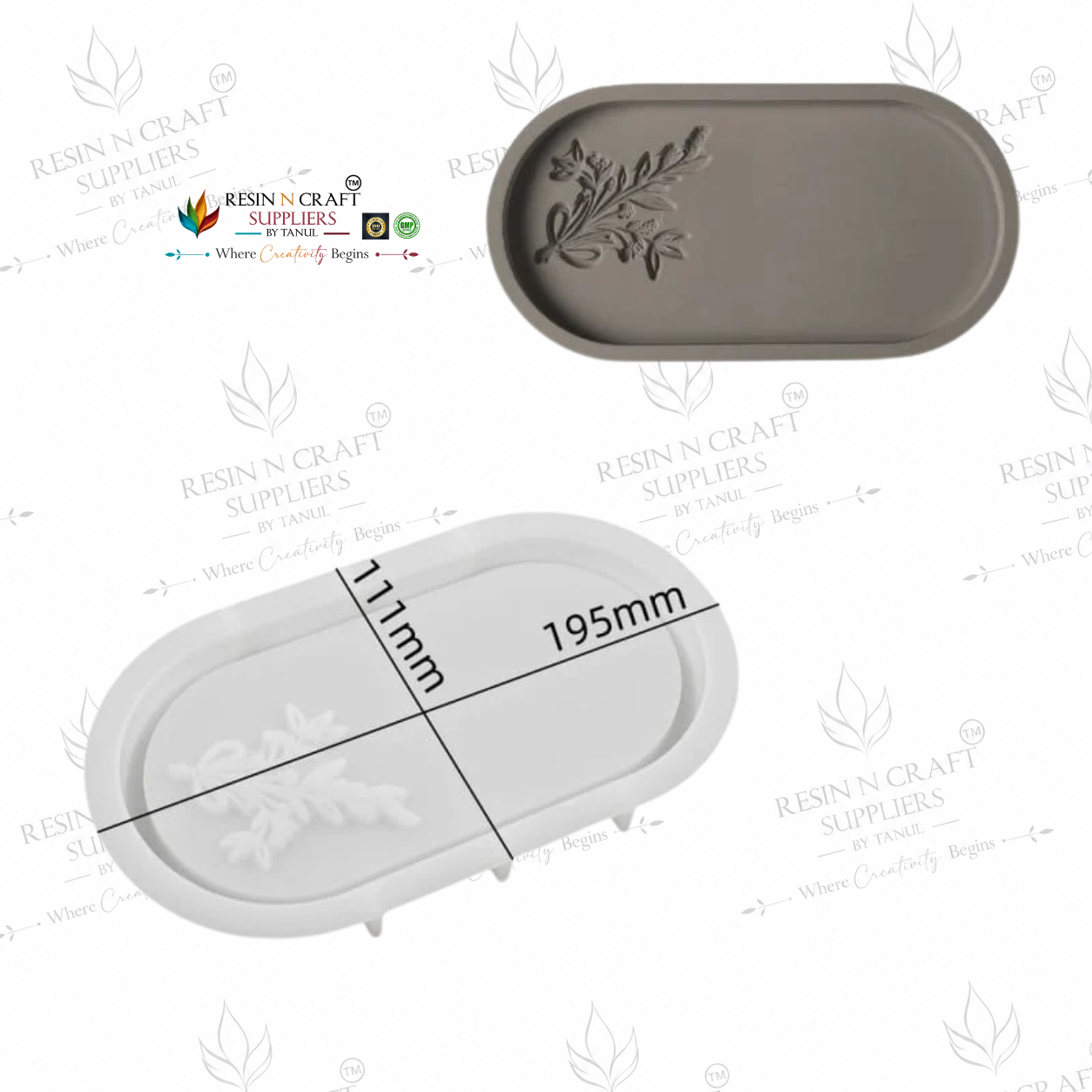 Bouquet Carved Oval Serving Tray Silicone Mould | Floral Bouquet Design Resin Tray Mould