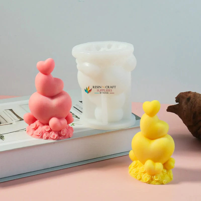 3D Multi Heart Candle Handmade Mould
