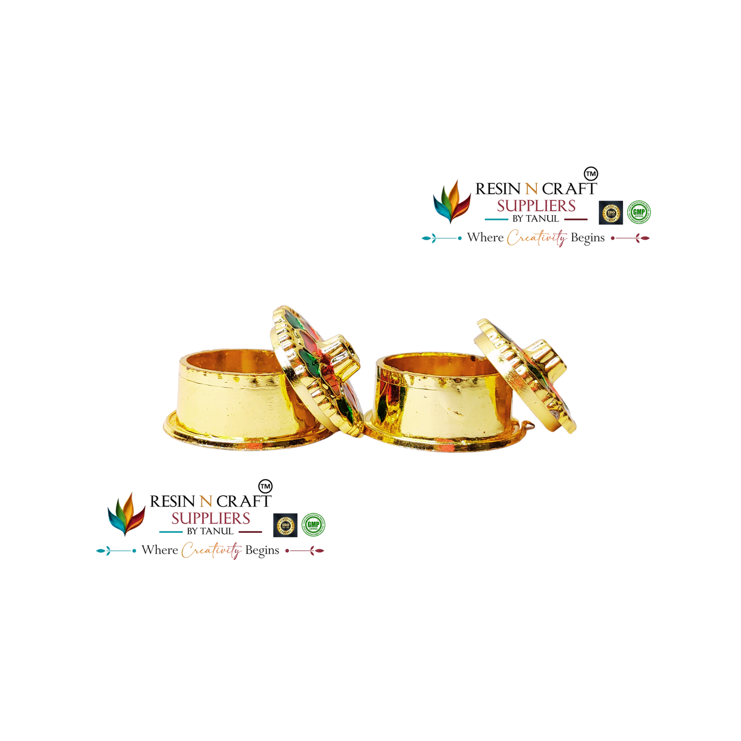 Round Big Katori / Kumkum Vati / Kum Kum Bowl / Decorative Bowl with Cap (Design 2)