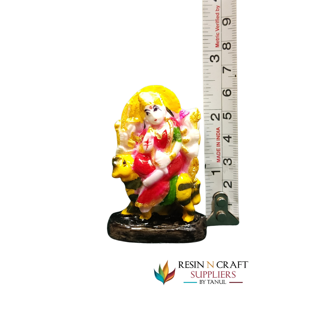 Miniature Goddess Durga Riding Lion Idol