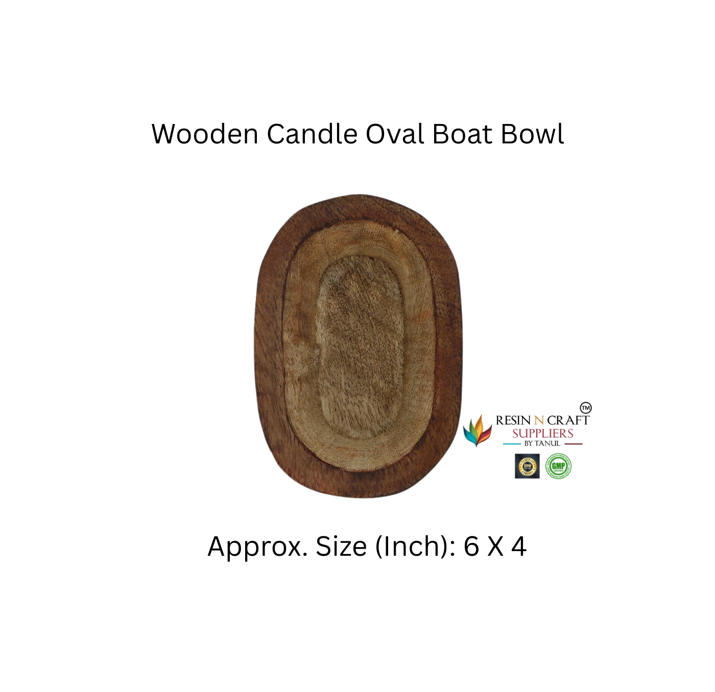 Wooden Candle Oval Boat Bowl (6 x 4 Inch Approx.)
