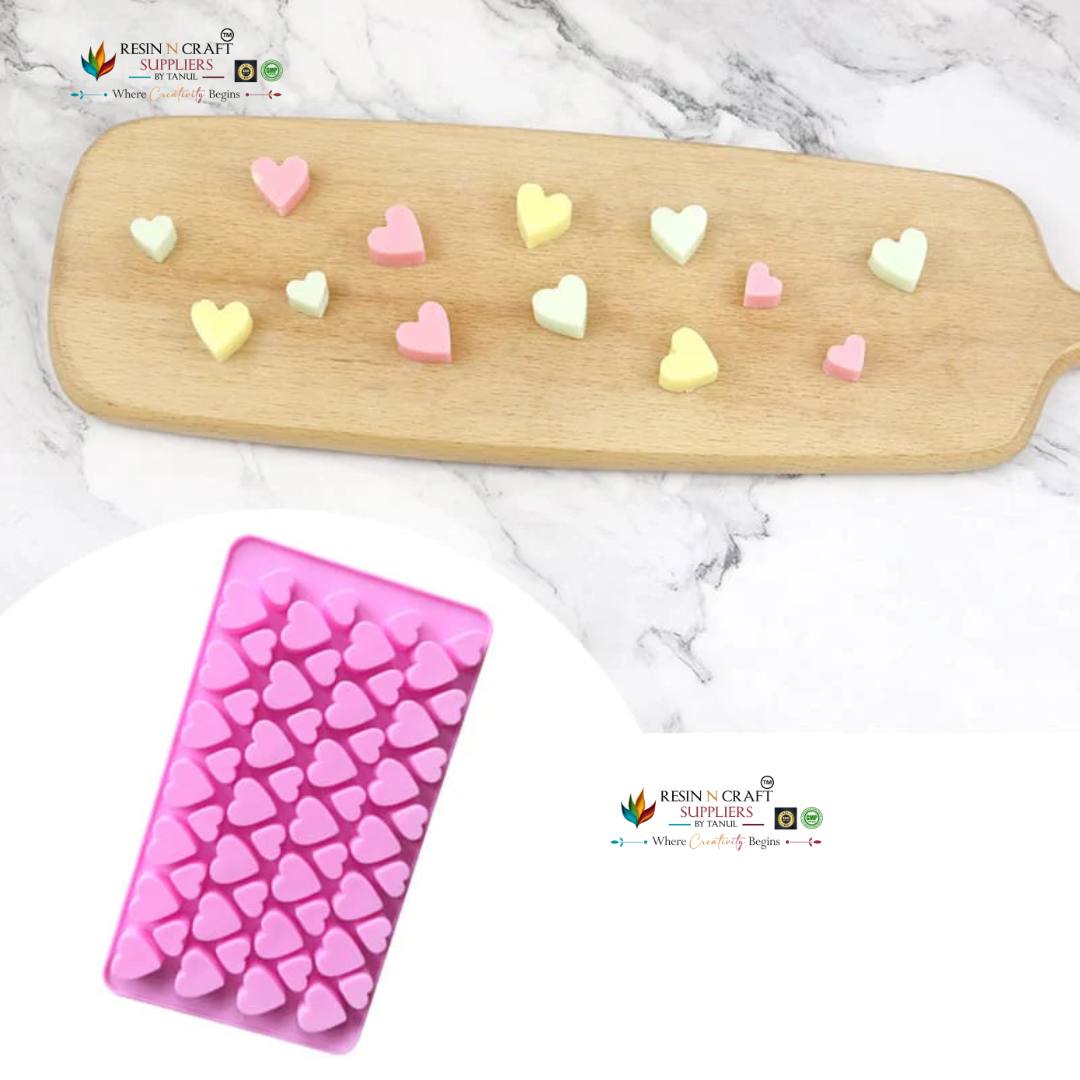 55 Multi-Cavity Mini Heart Chocolate & Candy Tray Silicone Mould for DIY Concrete Art, Resin Crafts, Soap Making & Cake Making (RSM1445M)