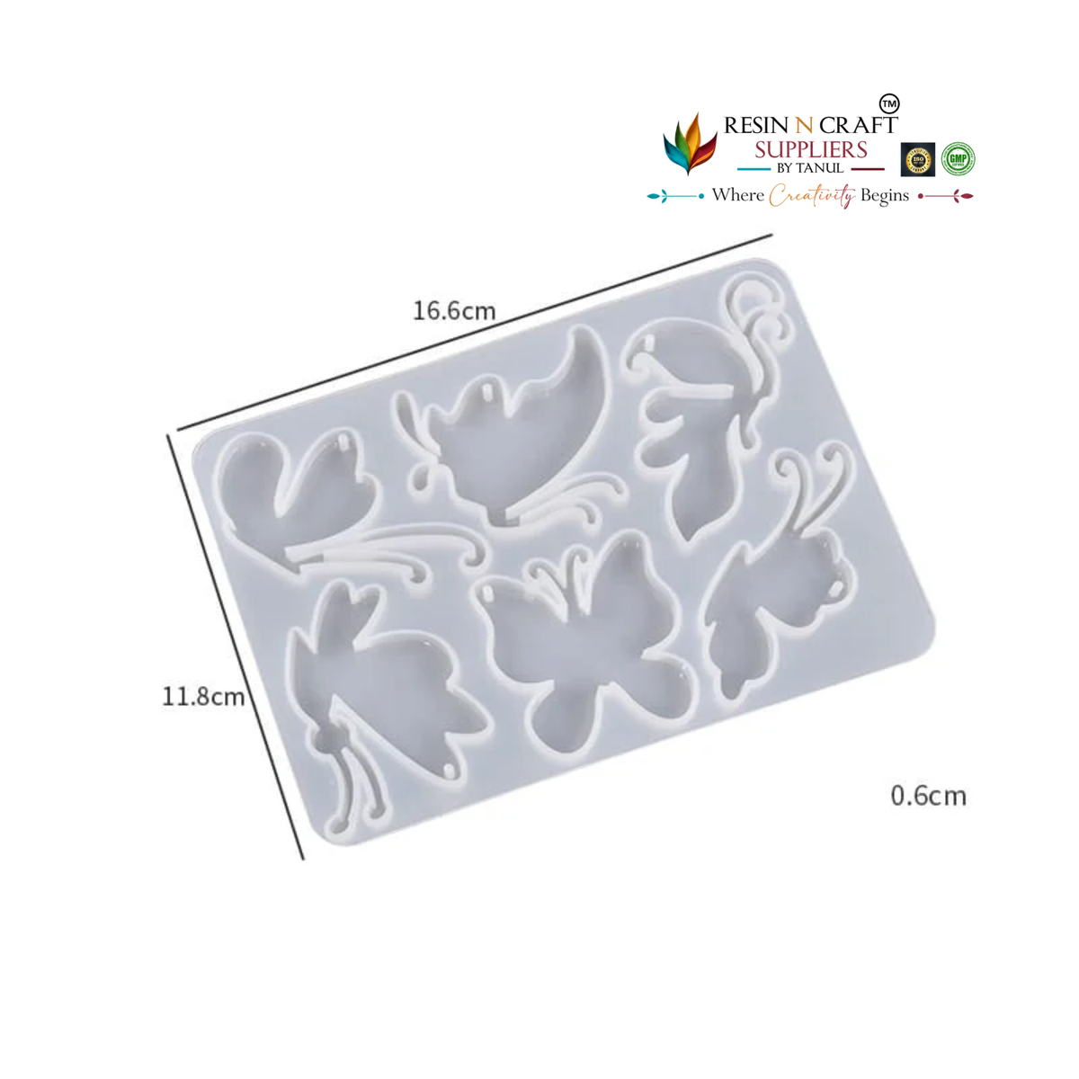 6-in-1 Butterfly Silicone Mould for Resin Art & DIY Crafts – 16.6 × 11.8 cm (RSM1366M)