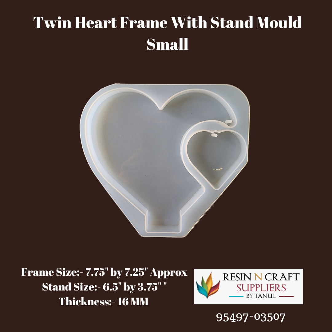 Twin Heart Frame With Stand Mould Small (7.75"x7.25" approx)