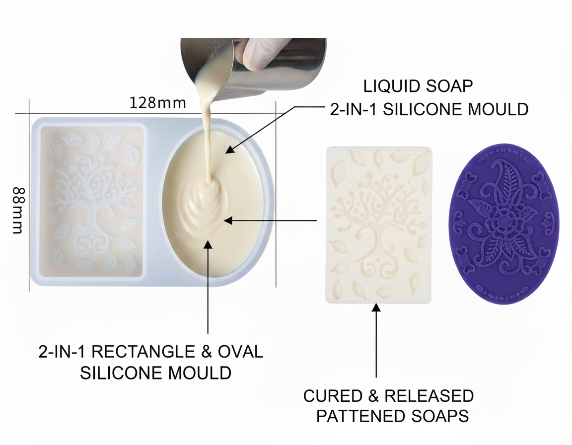 2 In 1 Rectangle & Oval Soap & Candle Mould