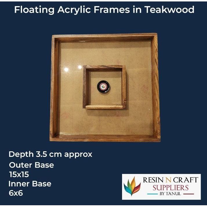 15×15 Double Floating Acrylic Frames In Teakwood