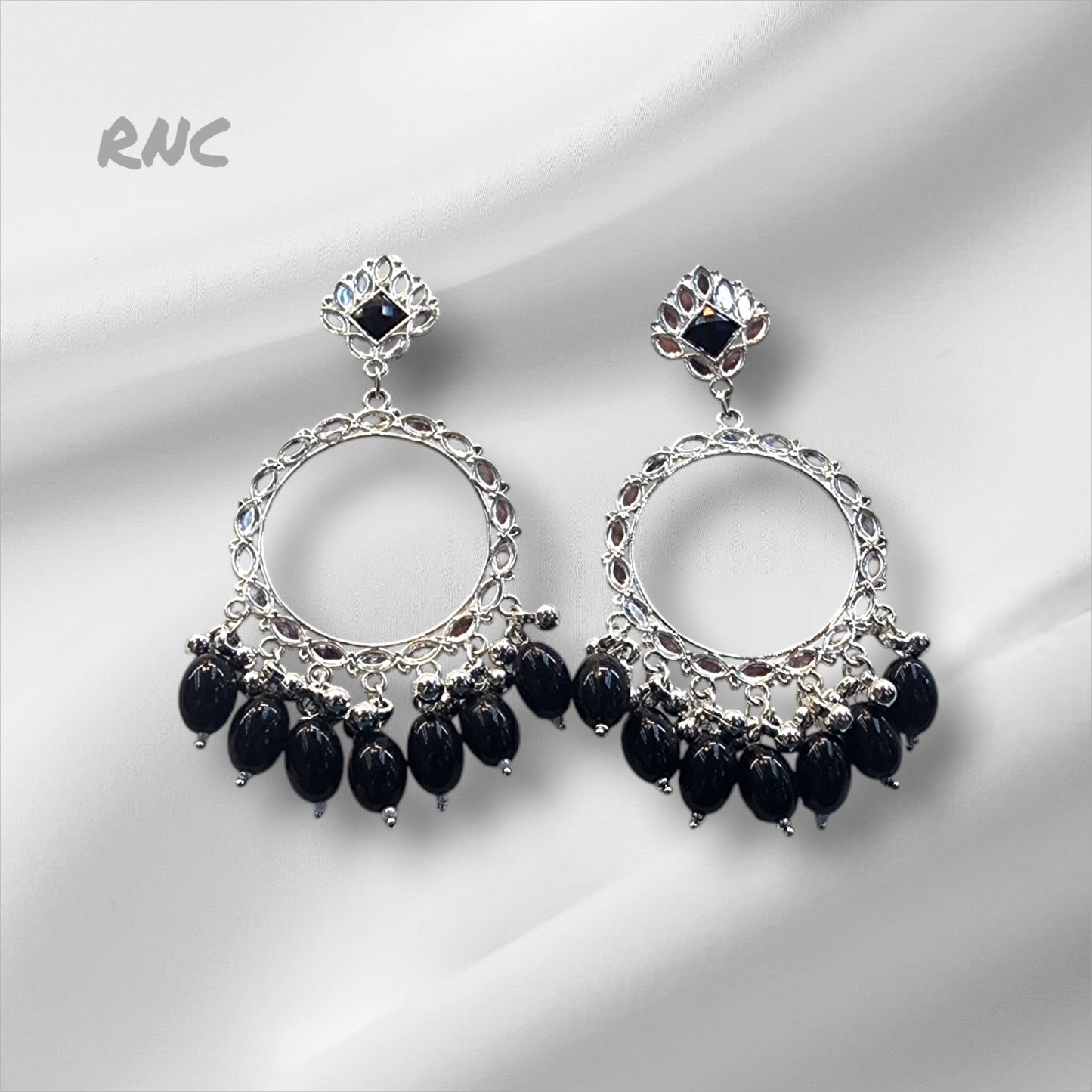 Silver Earring Bezel / Jumkha With Beads