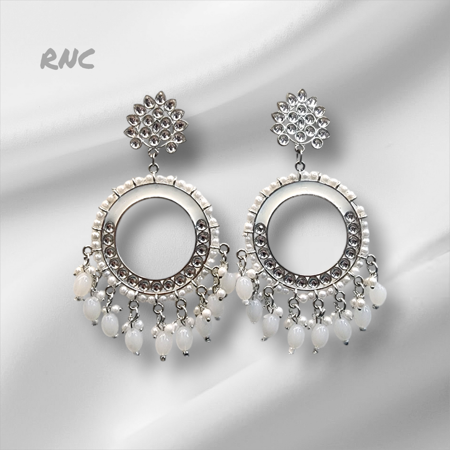 Silver Earring Bezel / Jumkha With Beads