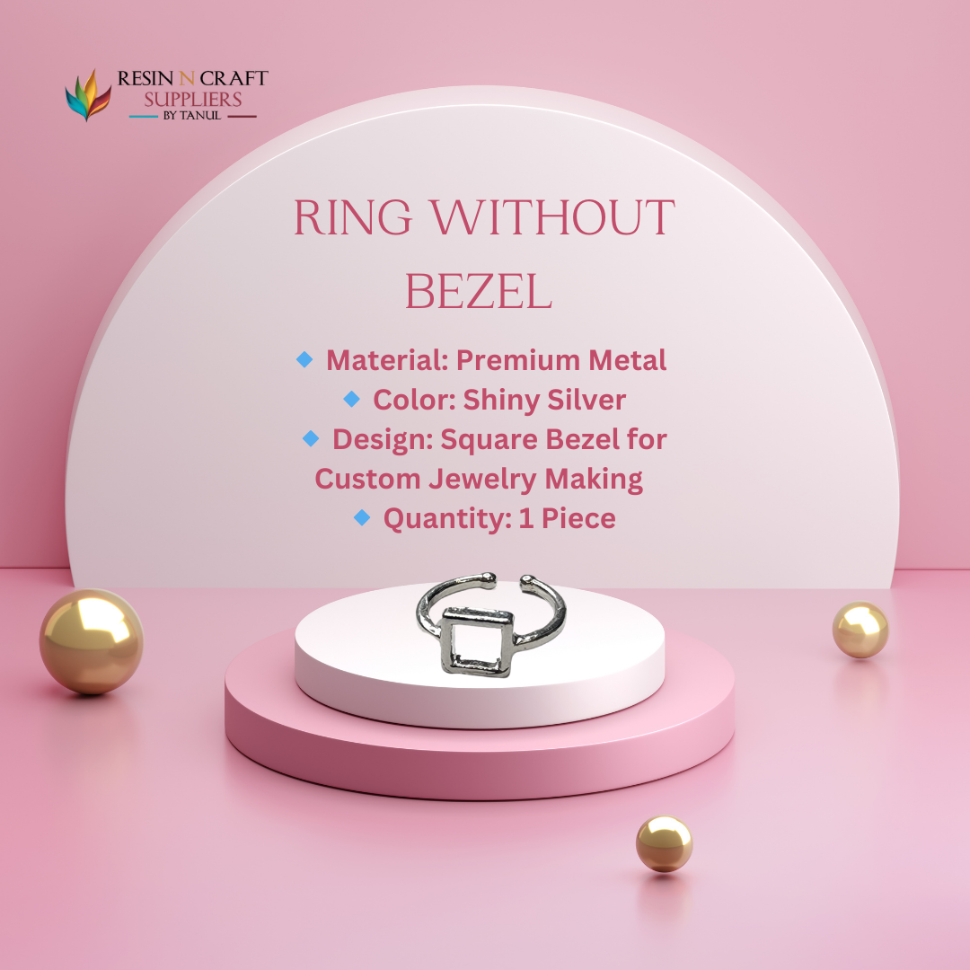 Mini Square Silver Finger Ring Bezel