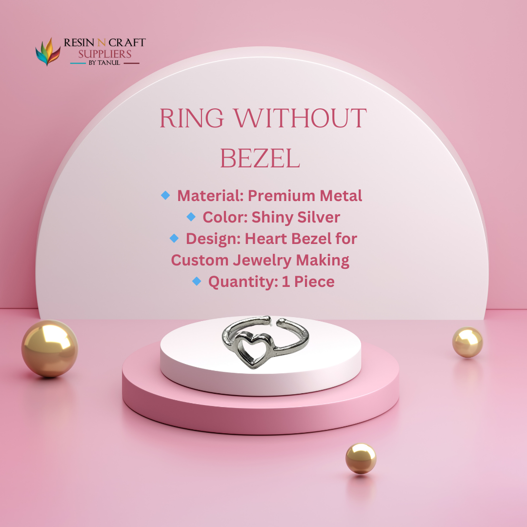 Mini Heart Silver Finger Ring Bezel