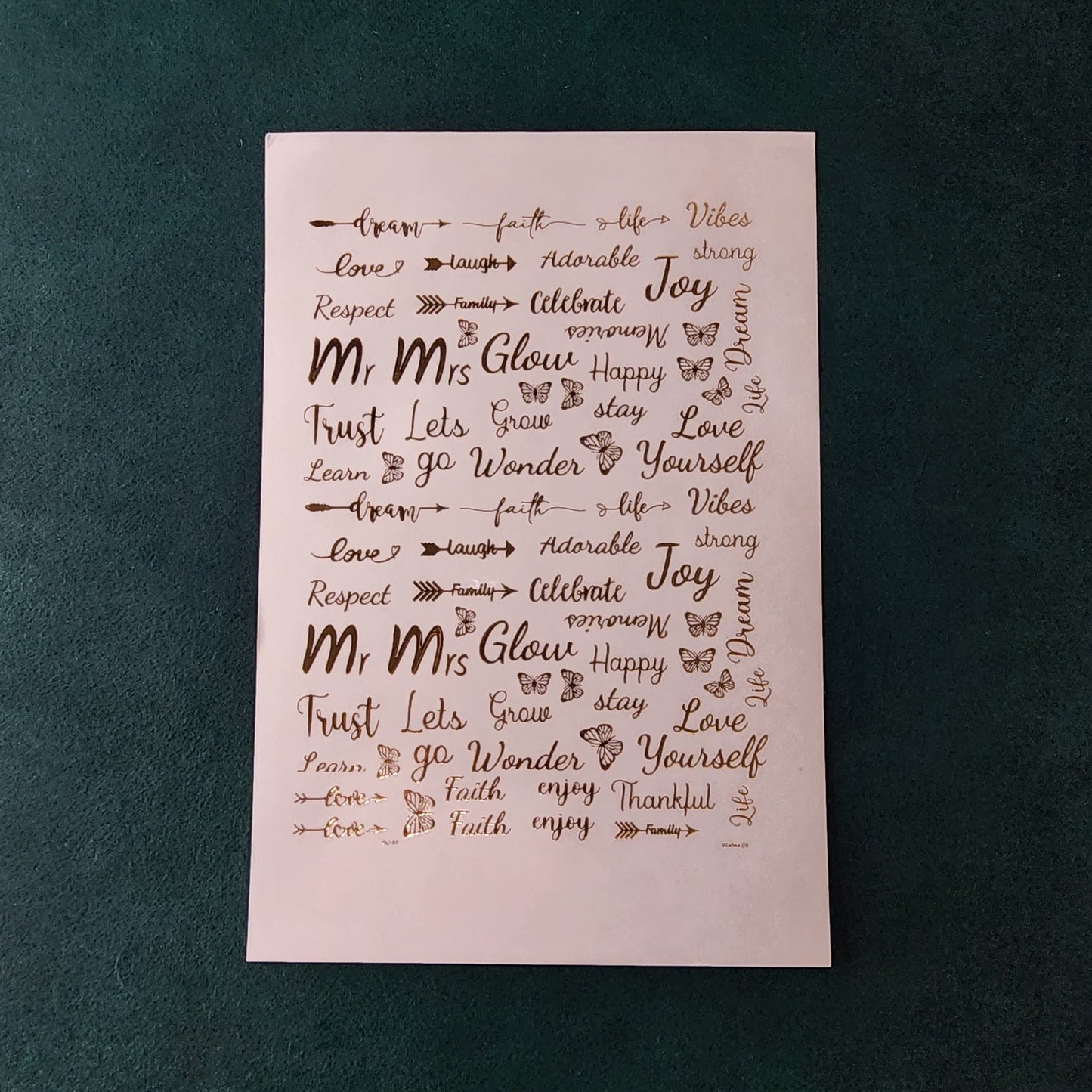 A5 Love Embossed Sticker Sheet.