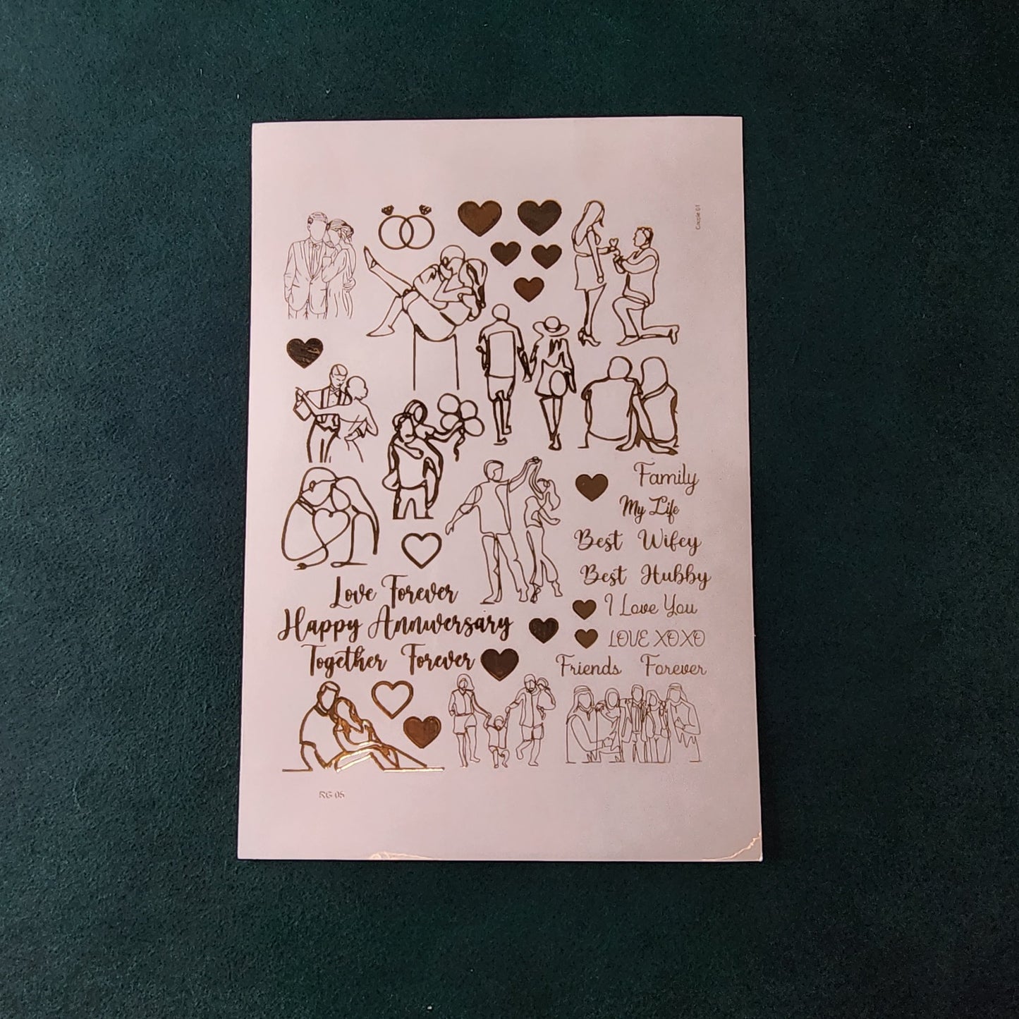 A5 Love Embossed Sticker Sheet.