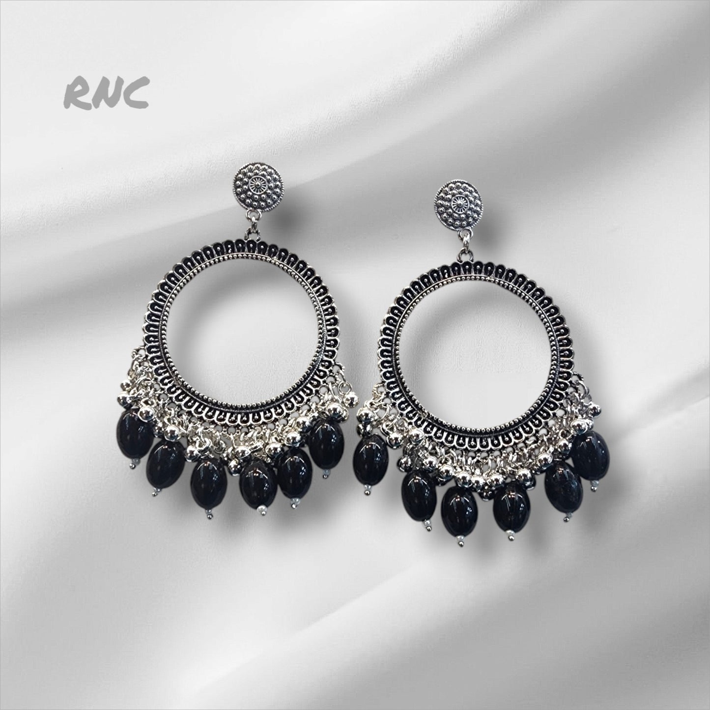 Silver Earring Bezel / Jumkha With Beads