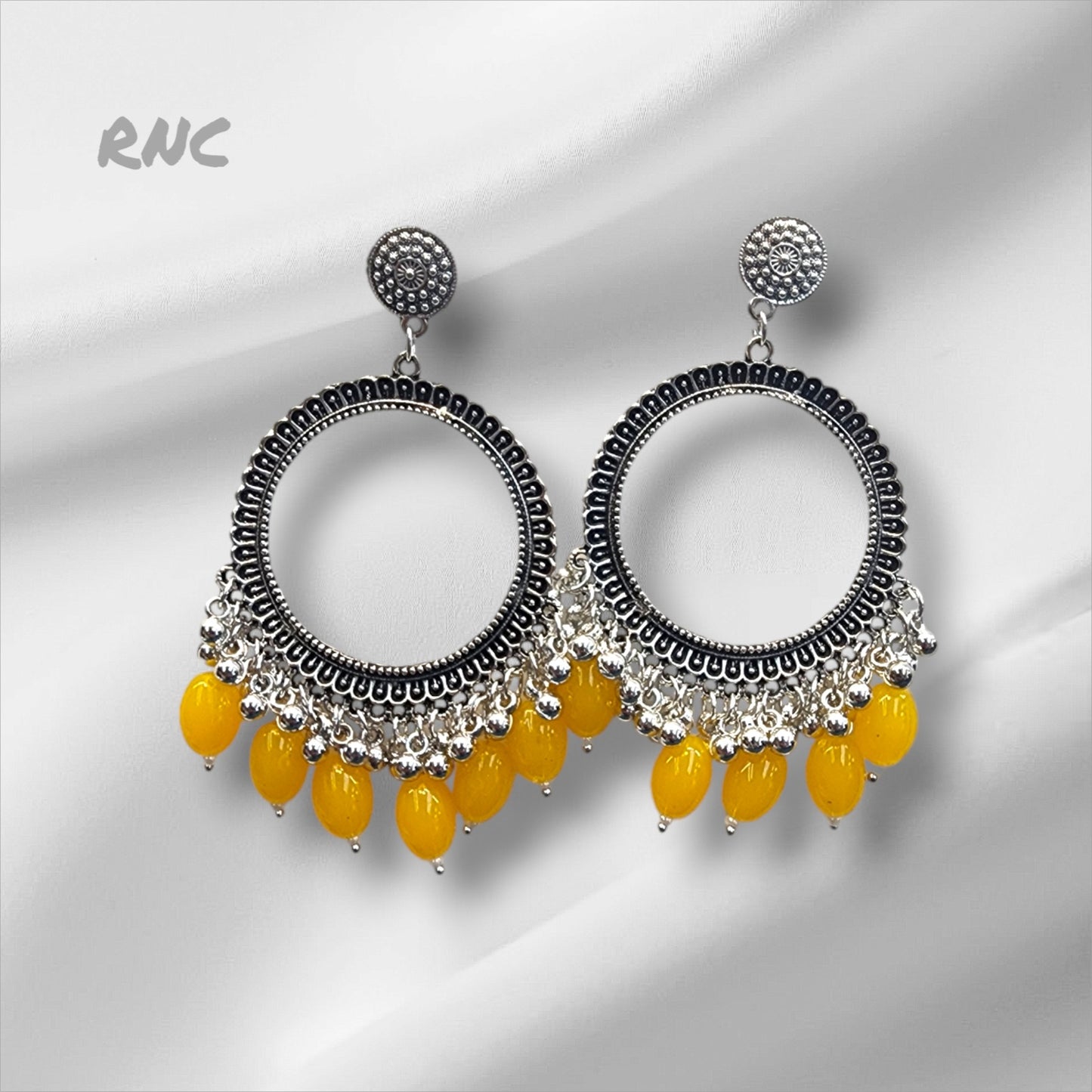 Silver Earring Bezel / Jumkha With Beads