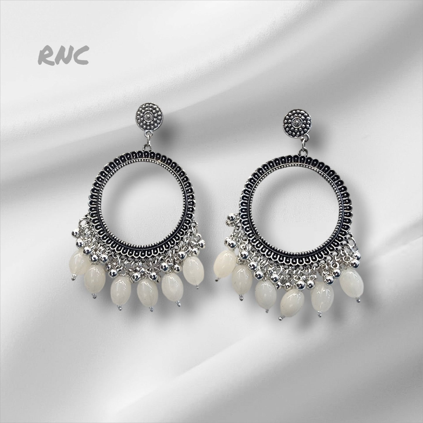 Silver Earring Bezel / Jumkha With Beads