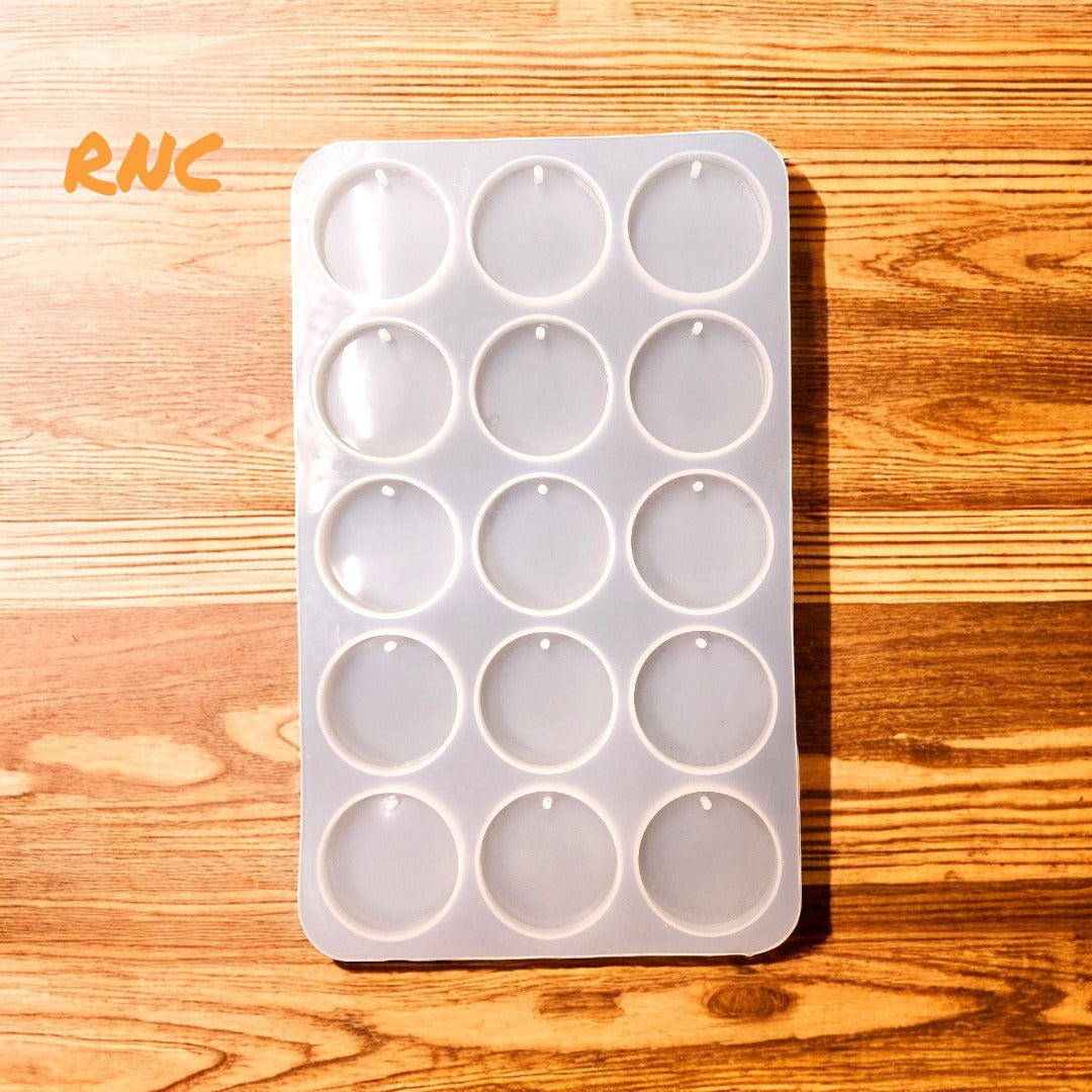15 Cavity Round Pop Socket/Keychain Mould With Hole 02"
