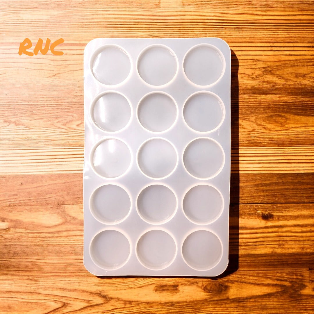 15 Cavity Round Pop Socket/Keychain Mould Without Hole 02"