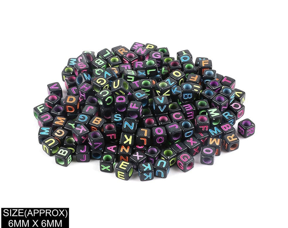 SQUARE ABCD ALPHABET BEADS(BLK+COL)