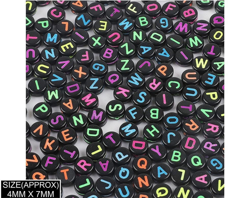 183022 SQUARE BLACK ALPHABATE DESIGN BEADS(BLK+COL)